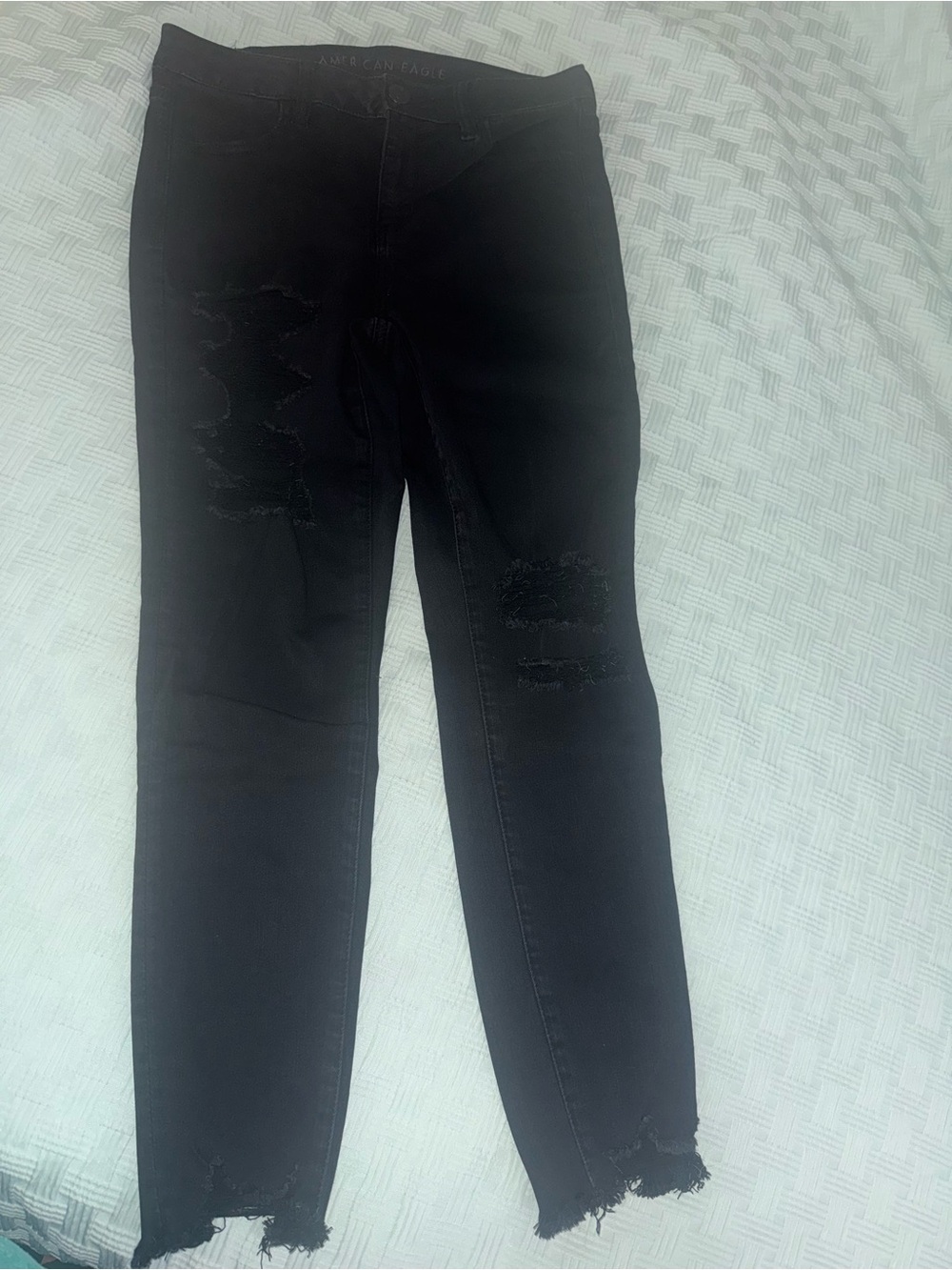American Eagle Outfitters Black Distressed Skinny Jeans